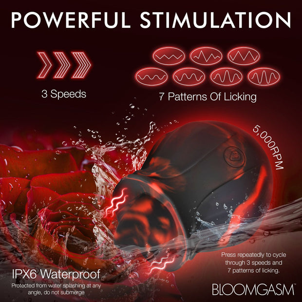 BLOOMGASM - Black Kiss Rimmende Rosen-Vibrator - Rot/Schwarz