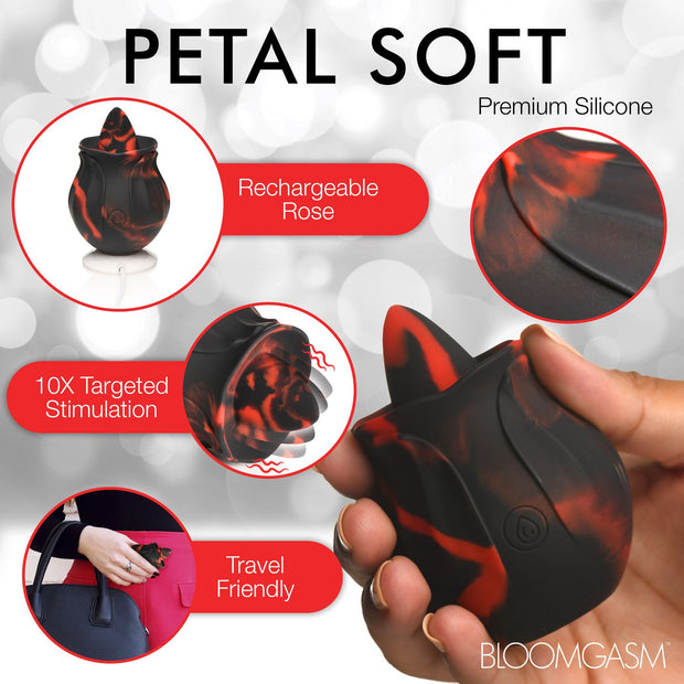 BLOOMGASM - Black Kiss Rimmende Rosen-Vibrator - Rot/Schwarz