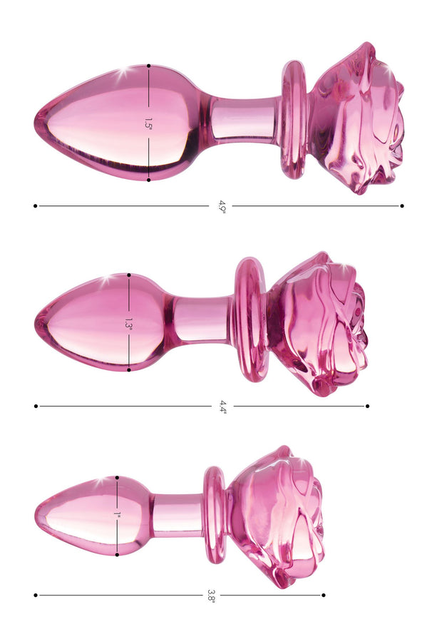 BOOTY SPARKS - Glas-Rosen Analplug Klein - Rosa