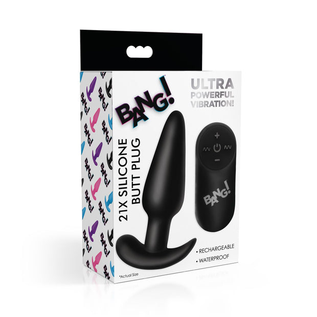BANG! - Vibrations-Buttplug mit Fernbedienung -Schwarz