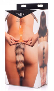TAILZ - Glas-Analplug mit Fuchsschwanz - Orange mit Kunstfell