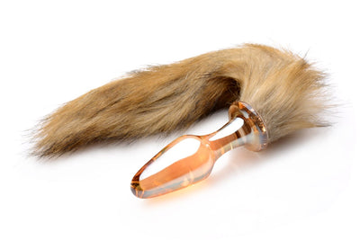 TAILZ - Glas-Analplug mit Fuchsschwanz - Orange mit Kunstfell