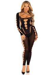 Leg Avenue - Nahtloser Bodystocking - Blau