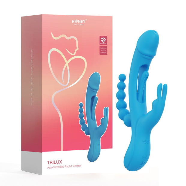 HoneyPlayBox - Trilux Kinky Finger Rabbit Vibrator - Blau