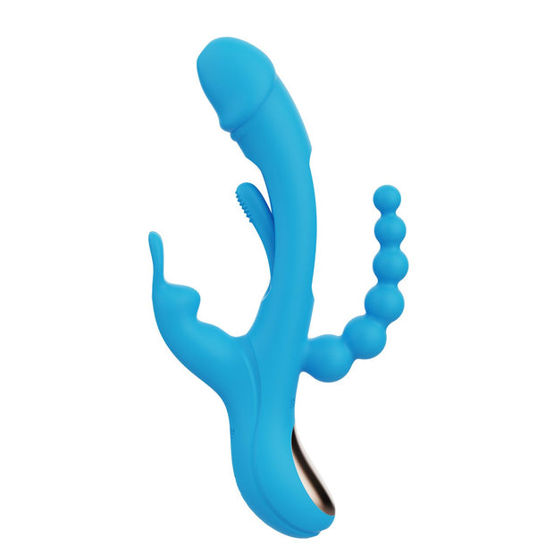 HoneyPlayBox - Trilux Kinky Finger Rabbit Vibrator - Blau