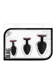 Blush - Luxe Bling Plug Trainingsset Schwarz mit Roten Edelsteinen