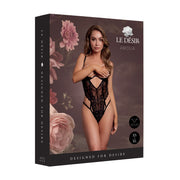 Le Désir – Spitzen-Body mit offenen Cups und Bügeln – Schwarz