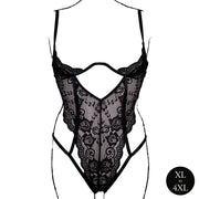 Le Désir – Spitzen-Body mit offenen Cups und Bügeln – Schwarz