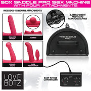LOVE BOTZ - 50X Saddle Pro Sexmaschine mit 4 Aufsätzen - Schwarz