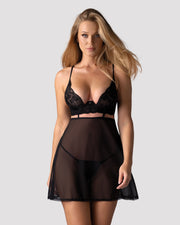 Obsessive - Nutris Babydoll & String - Schwarz