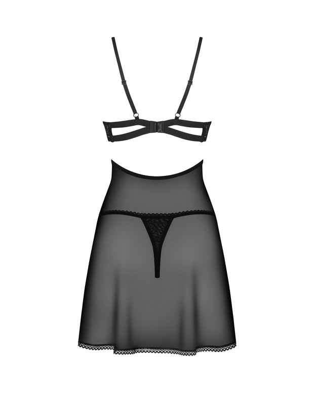 Obsessive - Nutris Babydoll & String - Schwarz