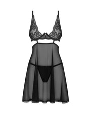 Obsessive - Nutris Babydoll & String - Schwarz