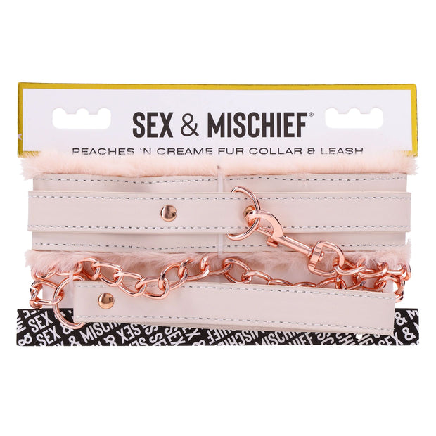 Sportsheets – S&M Peaches ‘n CreaMe Fellhalsband & Leine – Creme