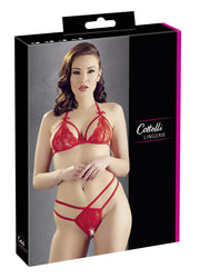Cottelli Lingerie – Spitzen-Set mit Offenem String – Rot