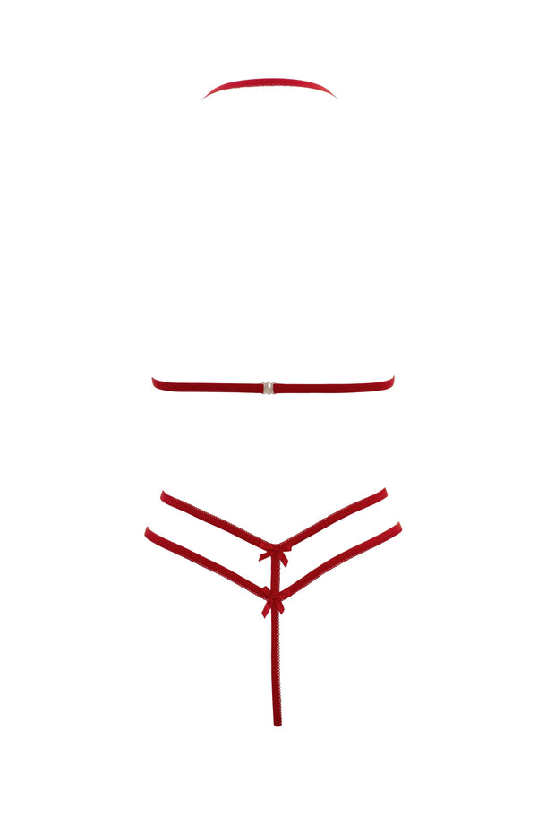 Cottelli Lingerie – Spitzen-Set mit Offenem String – Rot