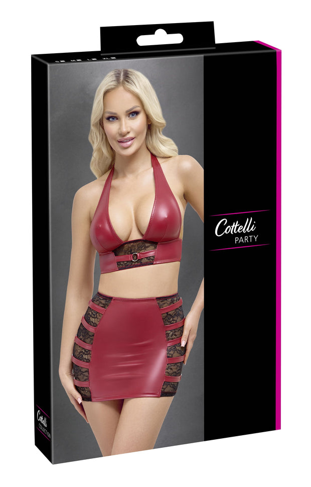 Cottelli PARTY – Crop Top & Minirock Set – Rot