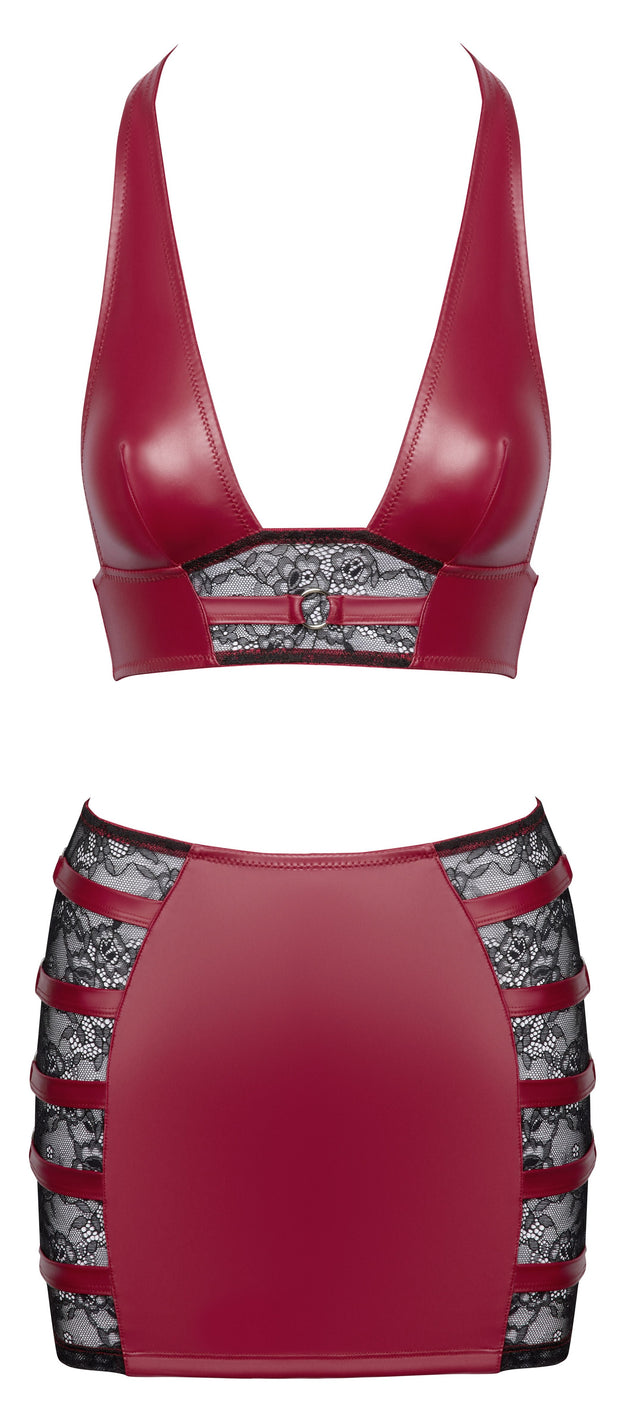 Cottelli PARTY – Crop Top & Minirock Set – Rot