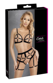 Cottelli LINGERIE – Ouvert Set Bra & Thong – Black