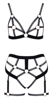 Cottelli LINGERIE – Ouvert Set Bra & Thong – Black