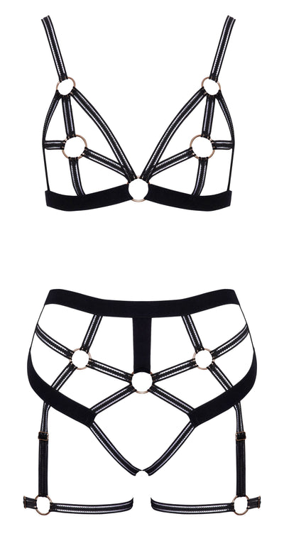 Cottelli LINGERIE – Ouvert Set Bra & Thong – Black