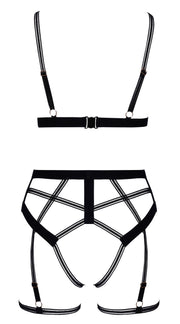 Cottelli LINGERIE – Ouvert Set Bra & Thong – Black