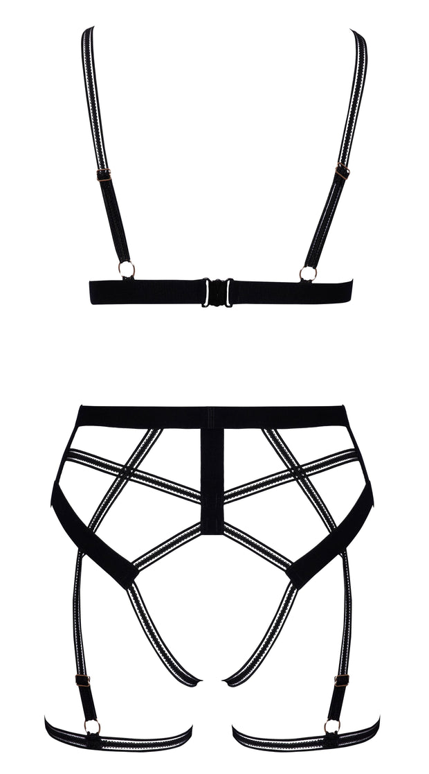 Cottelli LINGERIE – Ouvert Set Bra & Thong – Black