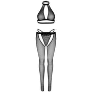 LEG AVENUE - FISCHNETZTOP, G-STRING UND STRUMPFHOSE