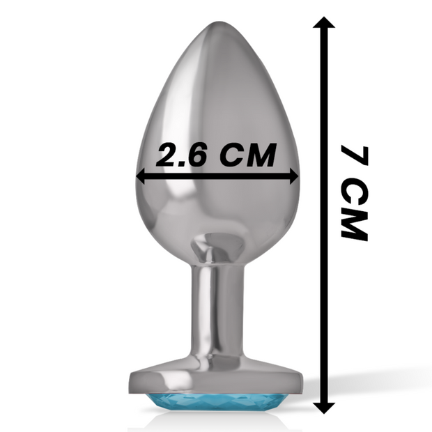 INTENSE - ANALSTECKER AUS ALUMINIUMMETALL MIT BLAUEM KRISTALL, GRÖSSE S