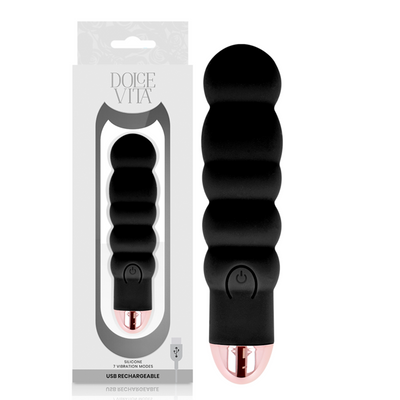 DOLCE VITA - AUFLADBARER VIBRATOR SECHS SCHWARZ 7 GESCHWINDIGKEITEN