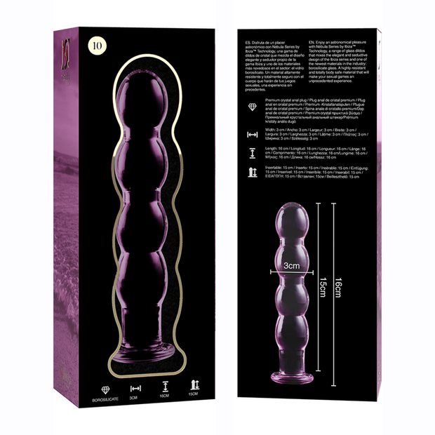NEBULA SERIES BY IBIZA - MODELL 10 DILDO BOROSILIKATGLAS ROSA 16.5 CM -O- 3.5 CM