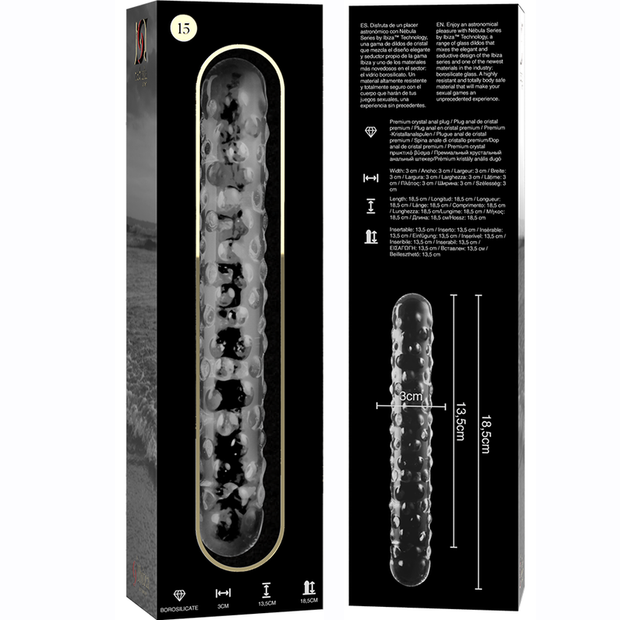 NEBULA SERIES BY IBIZA - MODELL 15 DILDO BOROSILIKATGLAS KLAR 18.5 CM -O- 3 CM