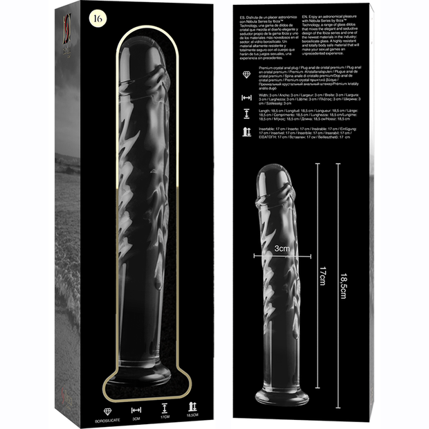 NEBULA SERIES BY IBIZA - MODELL 16 DILDO BOROSILIKATGLAS KLAR 18.5 CM -O- 3 CM