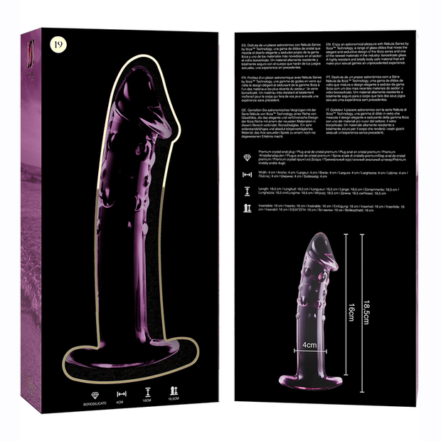 NEBULA SERIES BY IBIZA - MODELL 19 DILDO BOROSILIKATGLAS ROSA 18.5 CM -O- 4 CM