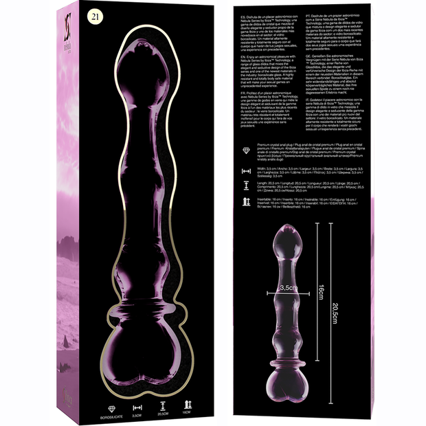 NEBULA SERIES BY IBIZA - MODELL 21 DILDO BOROSILIKATGLAS ROSA 20.5 CM -O- 3.5 CM