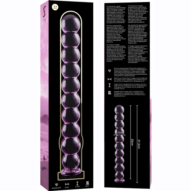 NEBULA SERIES BY IBIZA - MODELL 22 DILDO BOROSILIKATGLAS ROSA 21.5 CM -O- 2.5 CM