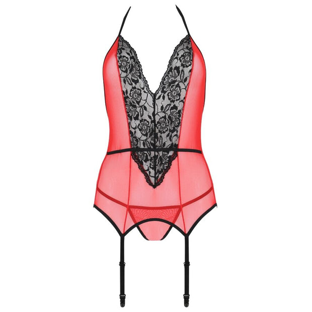 PASSION - PEONIA KORSETT EROTISCHE LINIE ROT L/XL