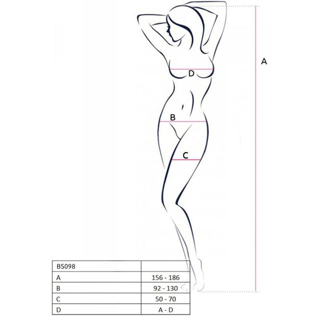 PASSION - BS098 WEISSER BODYSTOCKING, EINE GRÖSSE