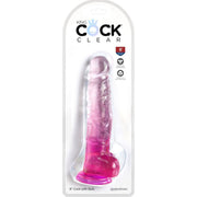 KING COCK - CLEAR REALISTISCHER PENIS MIT KUGELN 16.5 CM ROSA