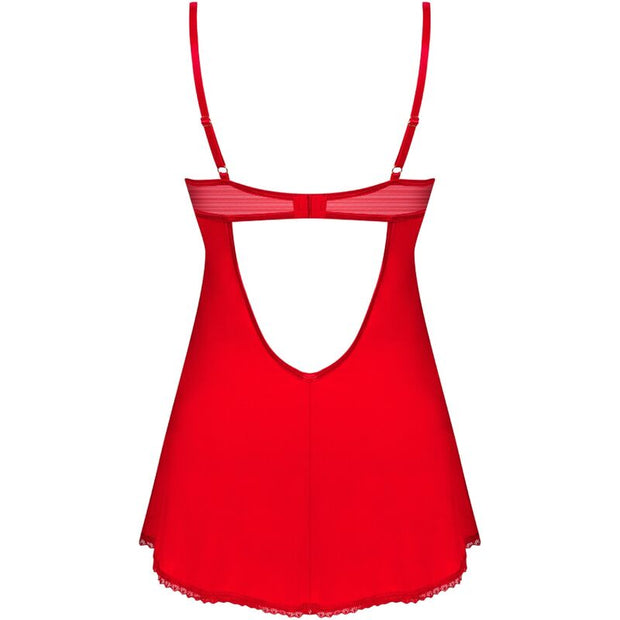 OBSESSIVE - INGRIDIA CHEMISE & TANGA ROT XS/S