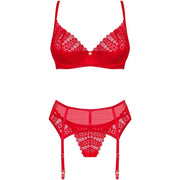 OBSESSIVE - INGRIDIA-SET DREITEILIG ROT XS/S