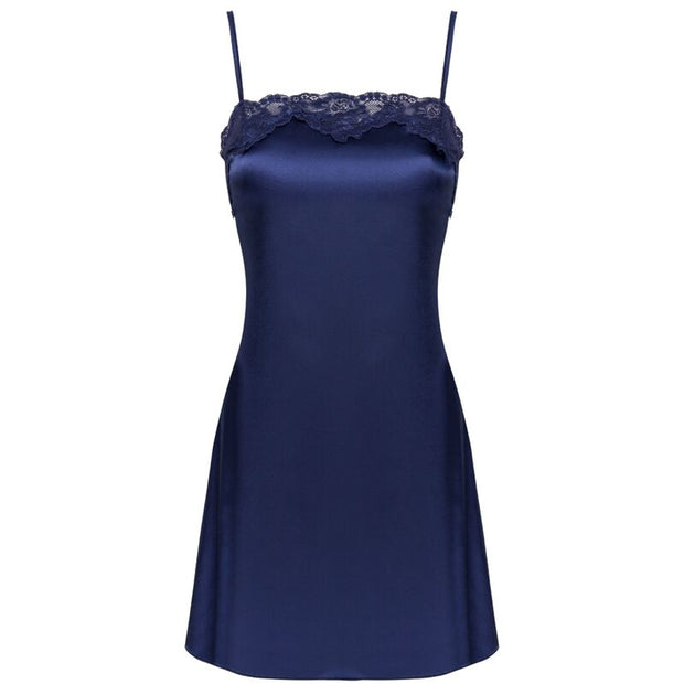 LIVCO CORSETTI FASHION - JACQUELINE LC 90249 MORGENMANTEL + HEMD + PANTY MARINEBLAU S/M