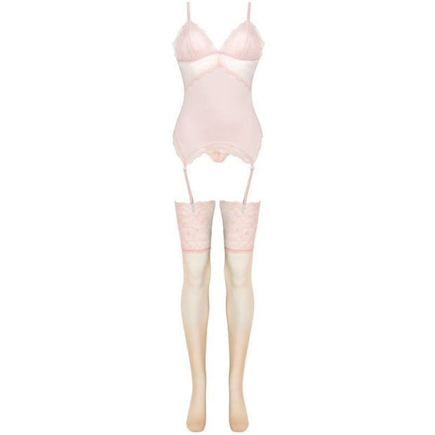 LIVCO CORSETTI FASHION - PERSINNE PEACH SET KORSET + HÖSCHEN + STRÜMPFE