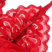 SUBBLIME - SATIN BABYDOLL MIT SPITZE ROT L/XL