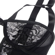 SUBBLIME - TEDDY MIT STRUMPFBAND MIT SPITZENDETAIL UND STREIFEN SCHWARZ L/XL