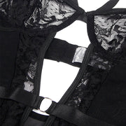 SUBBLIME - TEDDY MIT STRUMPFBAND MIT SPITZENDETAIL UND STREIFEN SCHWARZ L/XL