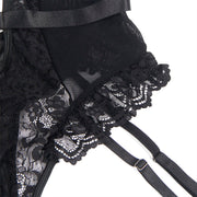 SUBBLIME - TEDDY MIT STRUMPFBAND MIT SPITZENDETAIL UND STREIFEN SCHWARZ L/XL