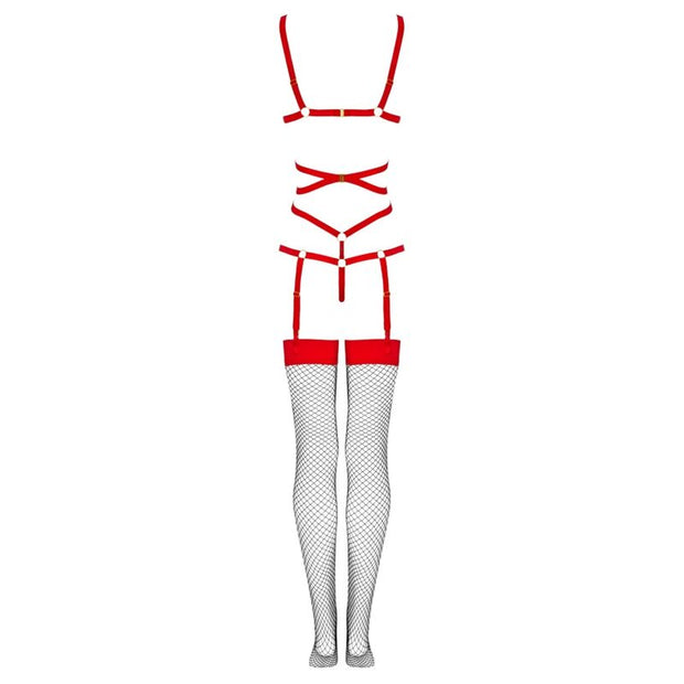 LIVCO CORSETTI FASHION - THIARA LC 20213 SET BODY + STRÜMPFE ROT S/M