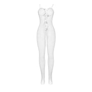 SUBBLIME - 951740 BODYSTOCKING WEISSES NETZ MIT SCHLEIFEN IM SCHRITT EINE GRÖSSE