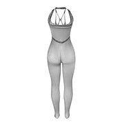 SUBBLIME - 951788 LANGER NETZ-BODYSTOCKING MIT RIEMEN AUF BRUST UND RÜCKEN SCHWARZ EINE GRÖSSE