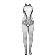 SUBBLIME - 951801 BODYSTOCKING AUS NETZ UND SPITZE MIT OBEREM AUSSCHNITT SCHWARZ EINE GRÖSSE